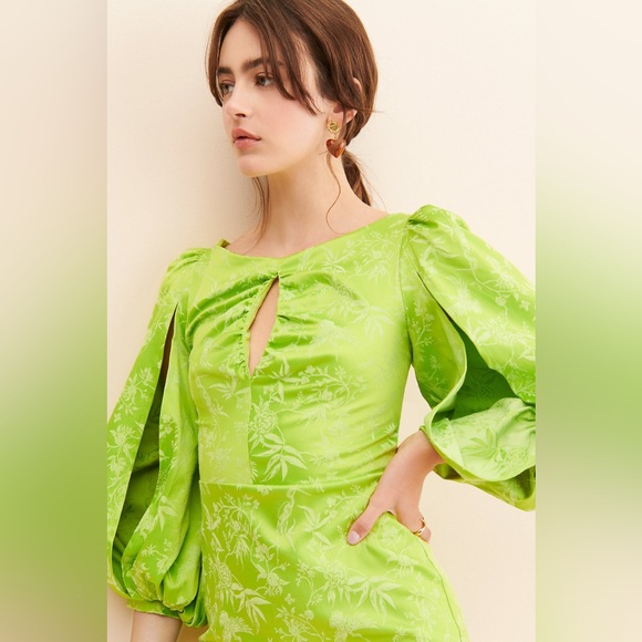 Laagam Vogel Vibrant Green Long Sleeve Mini Dress sold by free people - Picture 6 of 8
